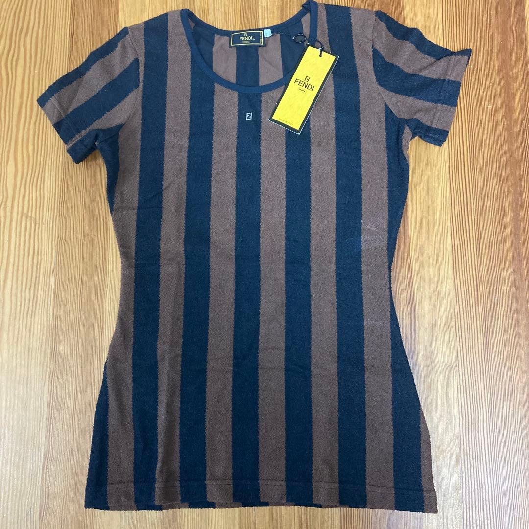 ⭐︎FENDI⭐︎【新品未使用】ストライプ柄 半袖Tシャツ 42