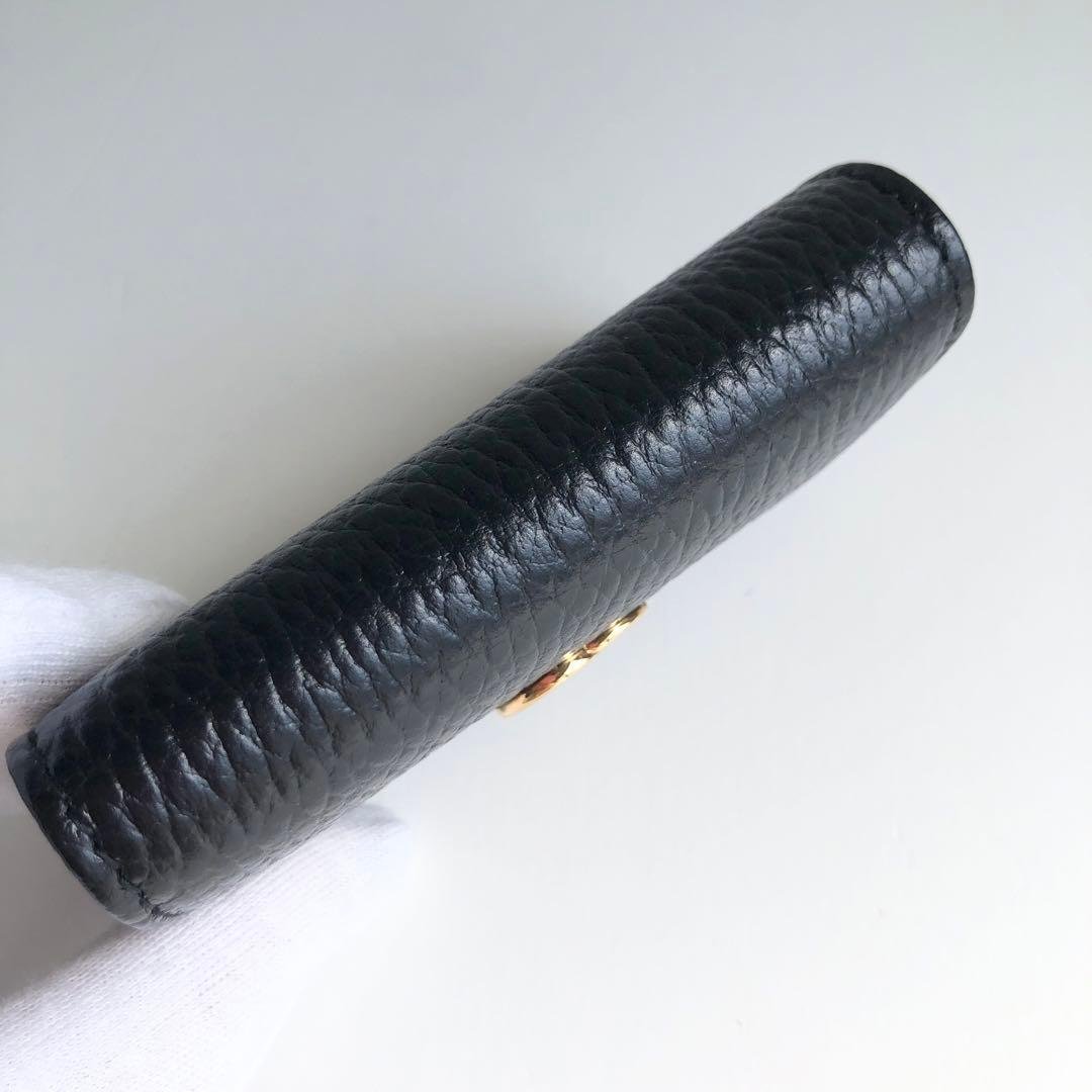 新品 GUCCI キーケース 6連 レザー　GGマーモント　ダブルG ブラック