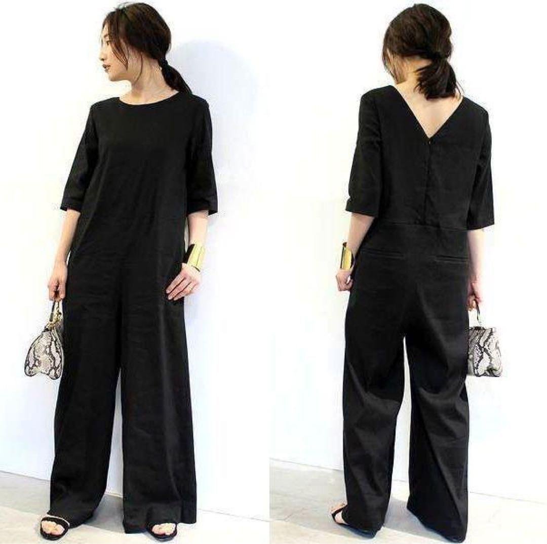 ドゥーズィエムクラス PAN BACK Vネック オールインワン