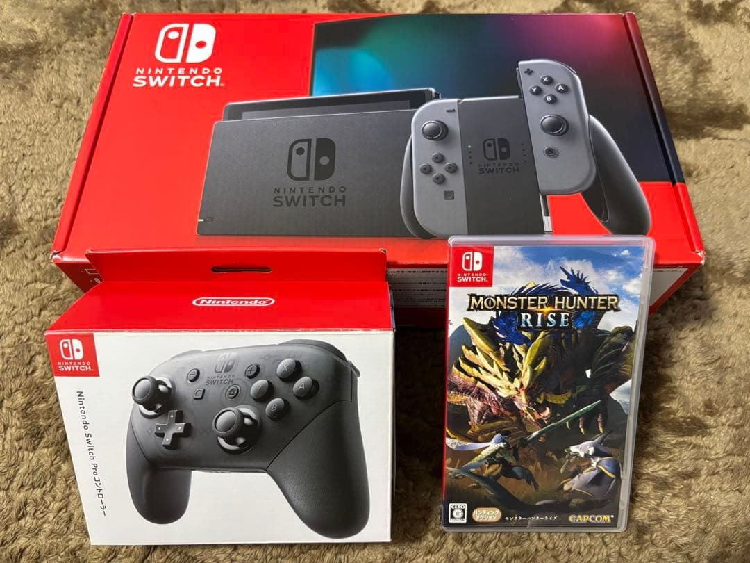 【美品】NintendoSwitch本体 + プロコン(純正)+ モンハンライズ