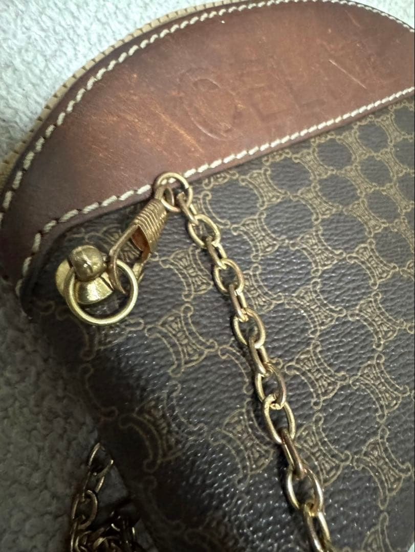 CELINE マカダム柄　チェーンショルダーバッグ　オールドセリーヌ
