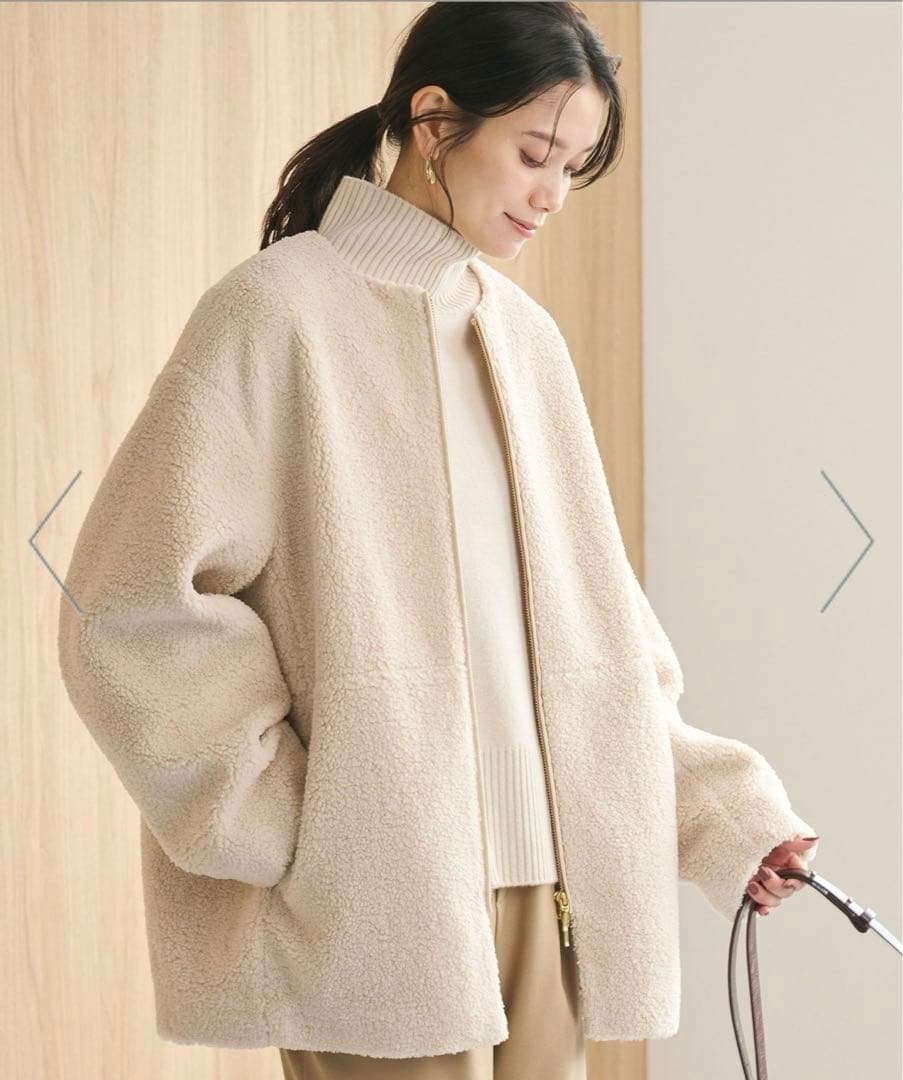 greenlabelrelaxing ボア ノーカラー ブルゾン