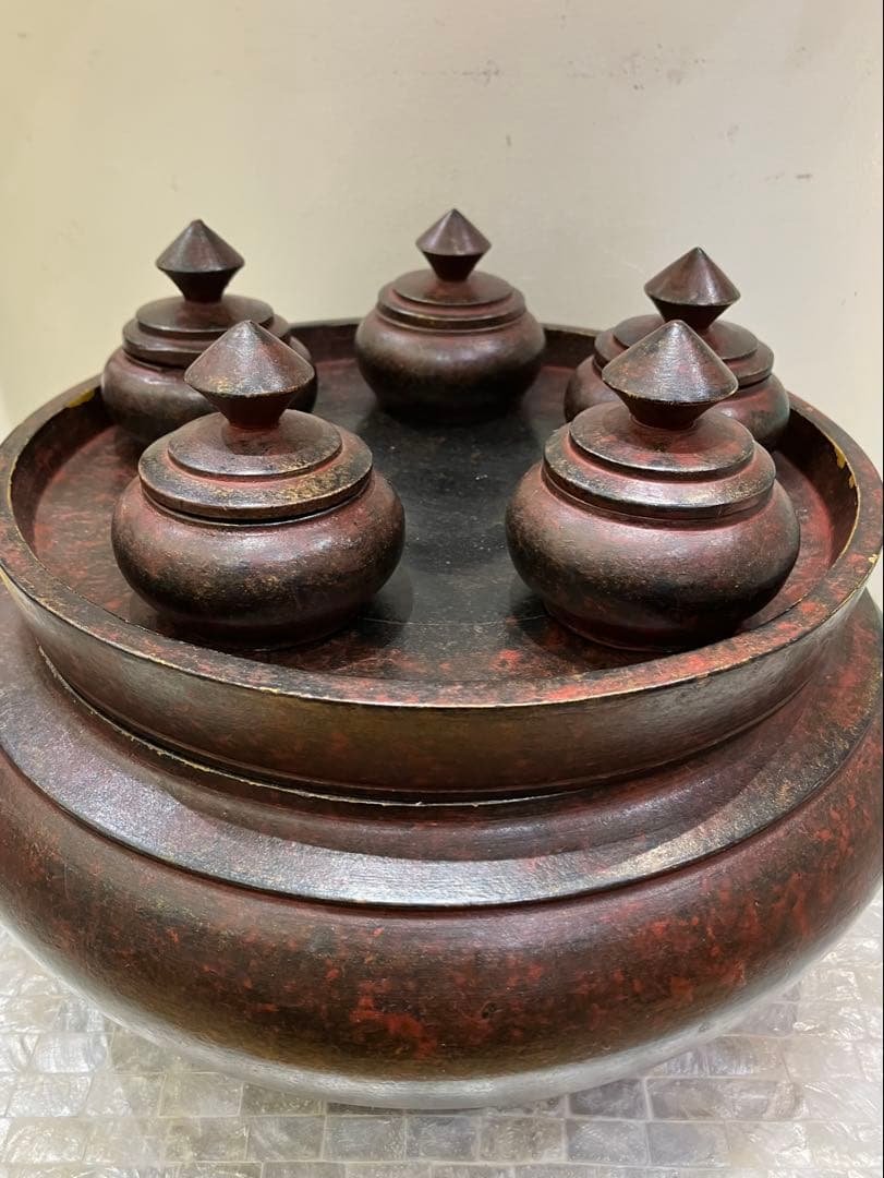 ミャンマー　バカン　漆器　木製　キンマ（噛みタバコ）セット　ヴィンテージ　稀少品