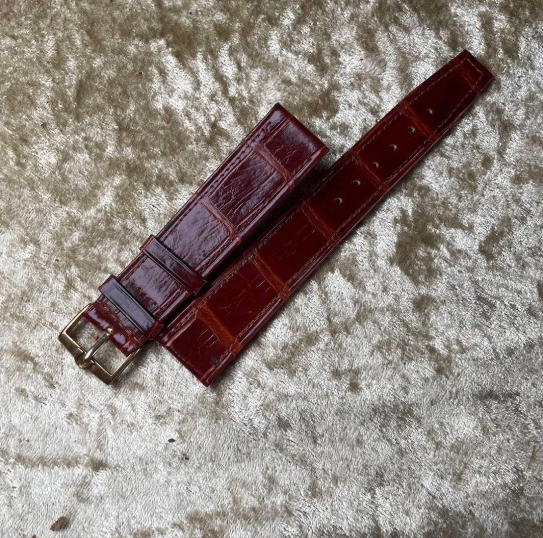 ヴィンテージ オメガ クロコダイルレザーベルト ボルドーブラウン 純正尾錠付き