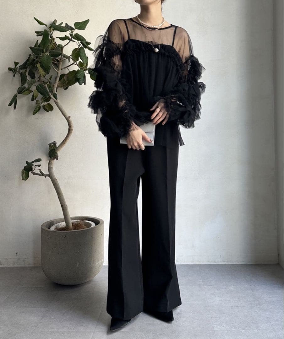 【結婚式お呼ばれ/オケージョン】オールインワン＋フリルブラウスセットドレス