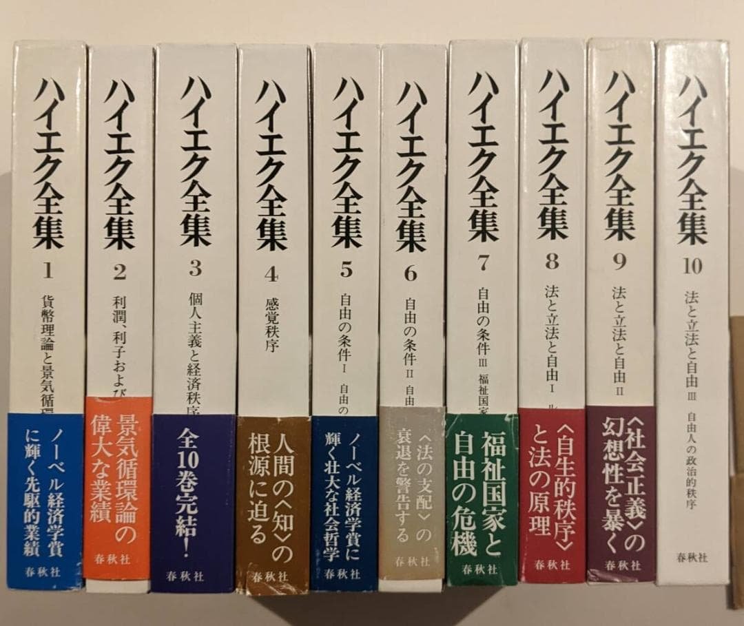 ハイエク全集　全10巻揃　月報10冊揃　旧版となりますが10巻揃いは貴重です。