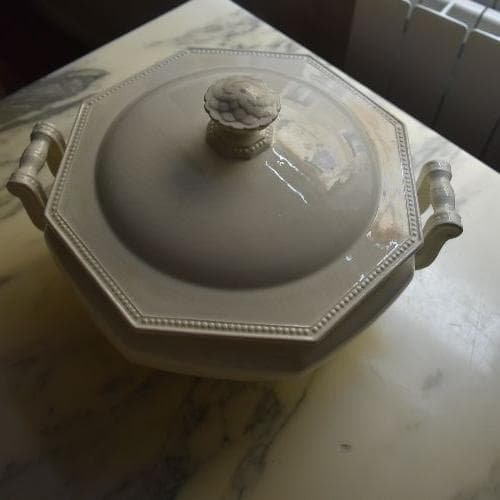 訳有　クレイユモントロー　オクトゴナル　スーピエ　印有　フランスアンティーク金継