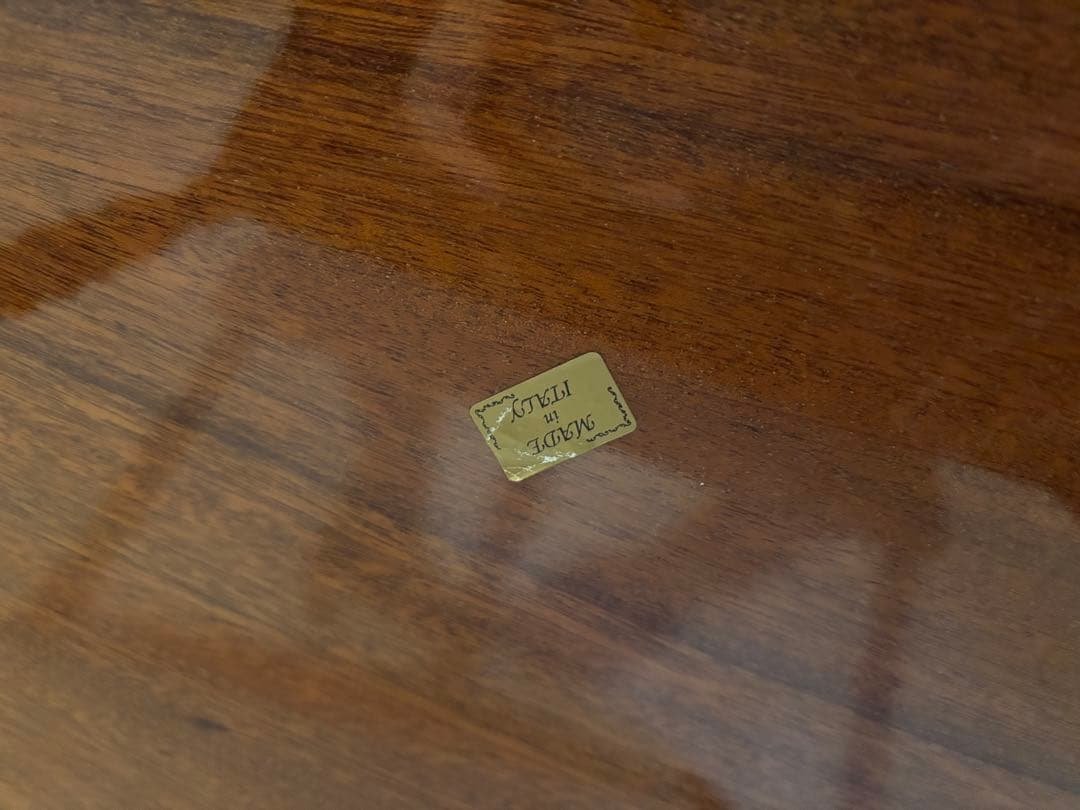 コンソール　テーブル　イタリア製　象嵌　花柄装飾 半月型木製テーブル