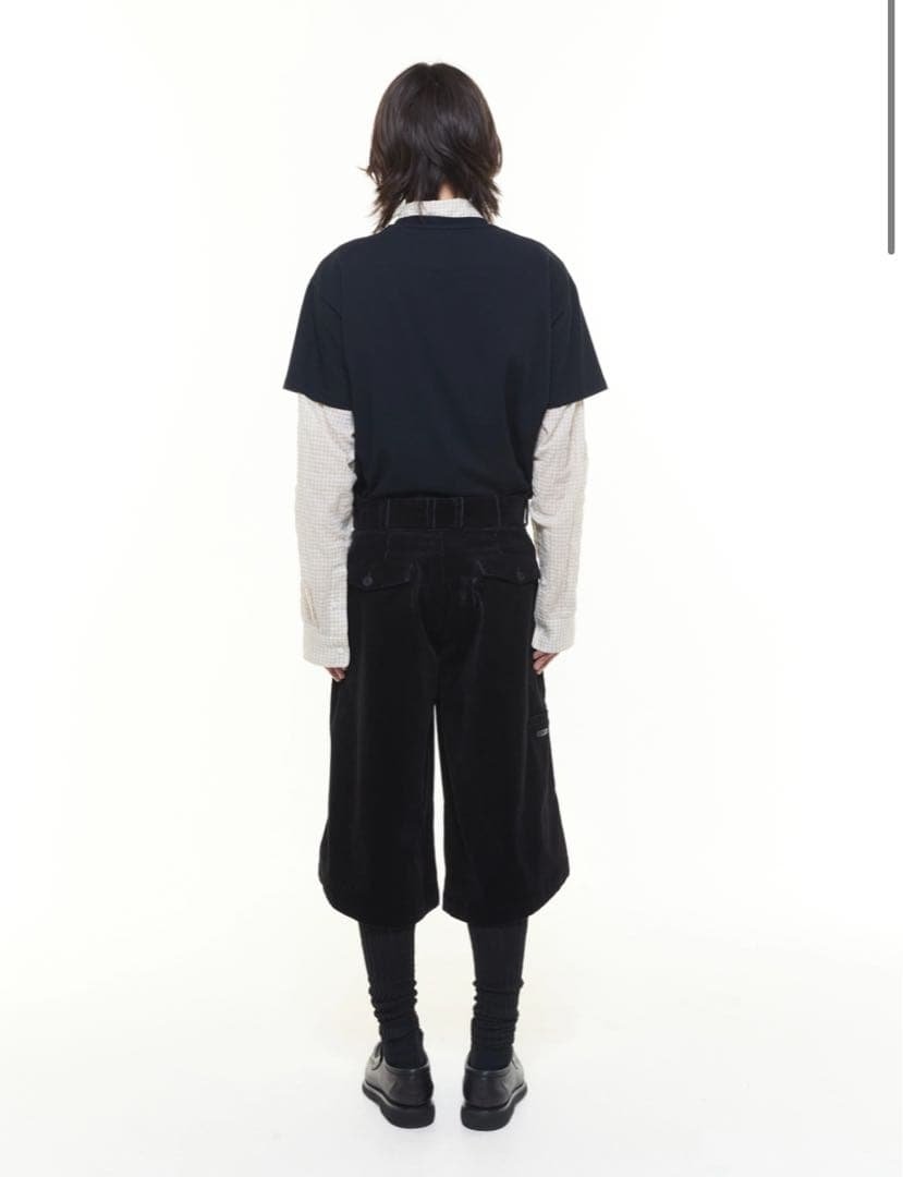 SHOOP プリーツコーデュロイバギーショーツ - ブラック