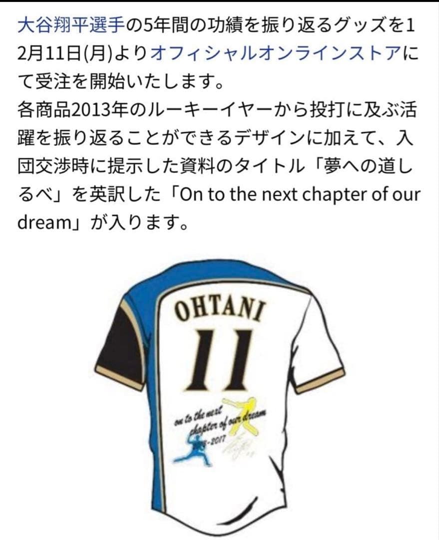 新品未開封⭐️北海道日本ハムファイターズ⭐️大谷翔平選手ユニフォーム⭐️完全受注生産