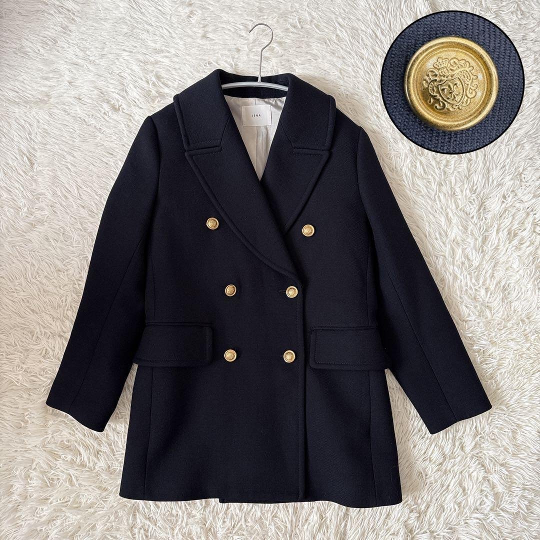 美品 IENA イエナ テーラード ダブル ジャケット 金ボタン ウール
