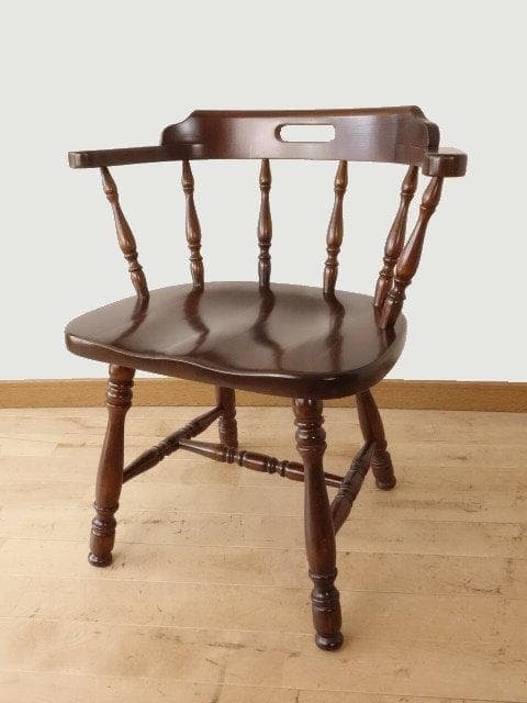 飛騨産業　キツツキ　穂高　アームチェアー①　イス　椅子　 木製　再塗装済ＵＳＥＤ