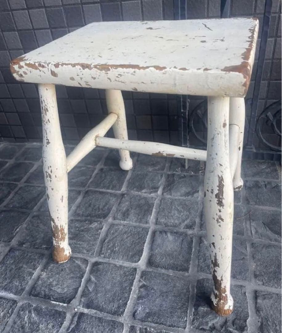 フランスアンティーク　ペイントスツール　アンティークチェア　台　ブロカント
