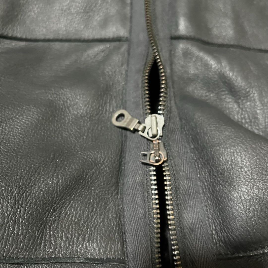 【希少】ペニーブラック 羊革 レザーコート リアルファー ロング丈 Lサイズ