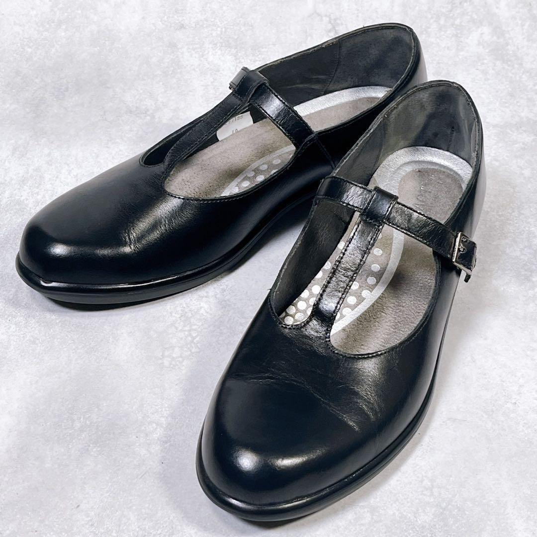 美品【NAOT】テテ　(40) フラットパンプス Tストラップ　レザー 黒