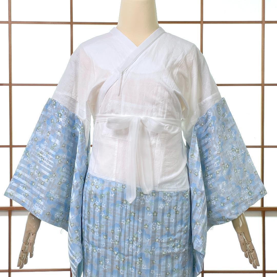 美容ランジェリー 替え袖 セット 装道 Lサイズ 桜柄 水色 着物 A-2332