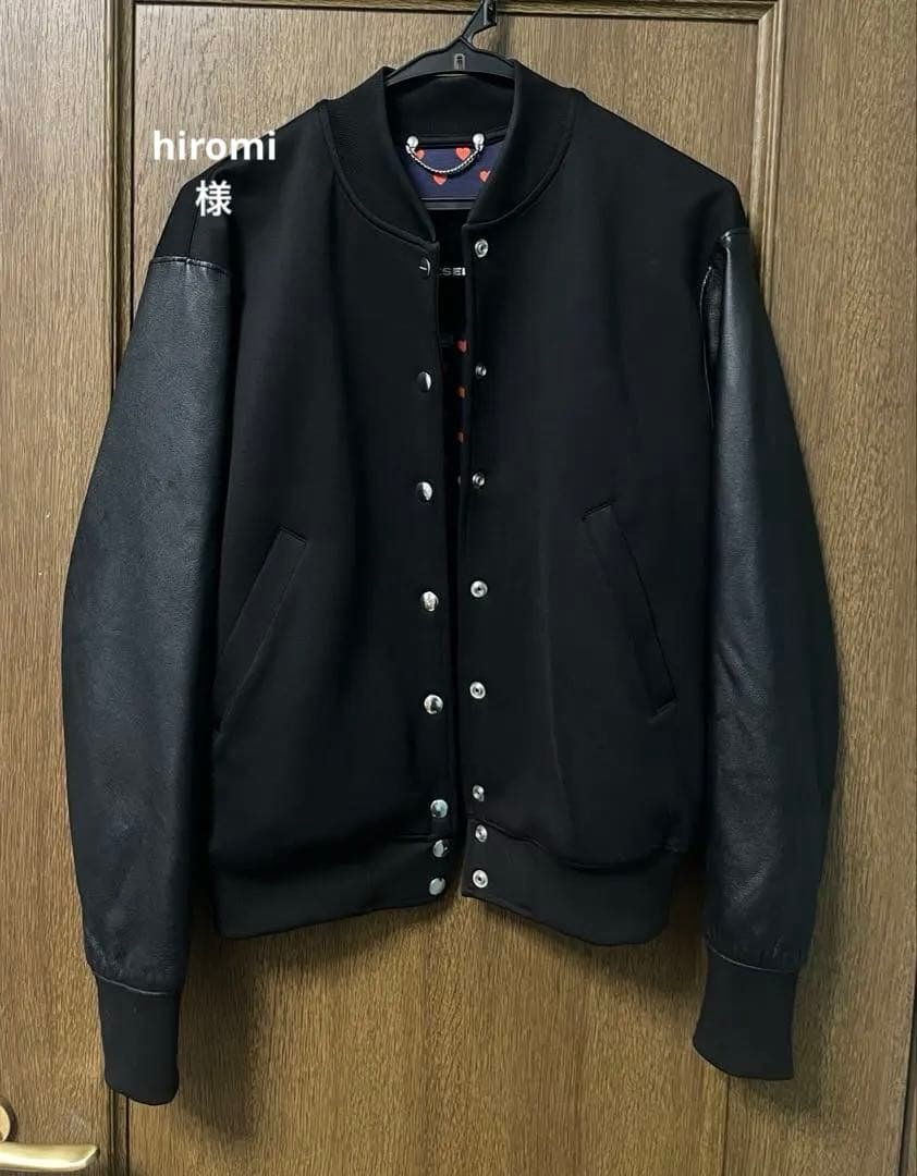 DIESEL ブラック スタジャン ジャケット 裏地ハート