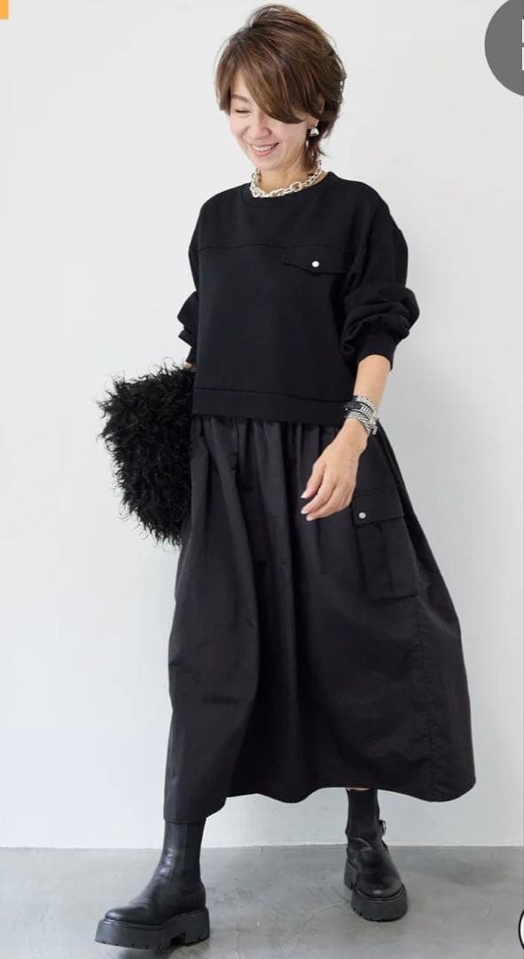 PLUS OTO.HA異素材ドッキングワンピース/新品未使用