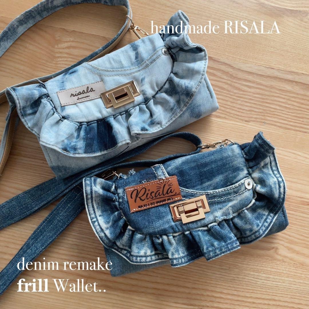 デニム リメイク フリルウォレット ショルダー 2点セット