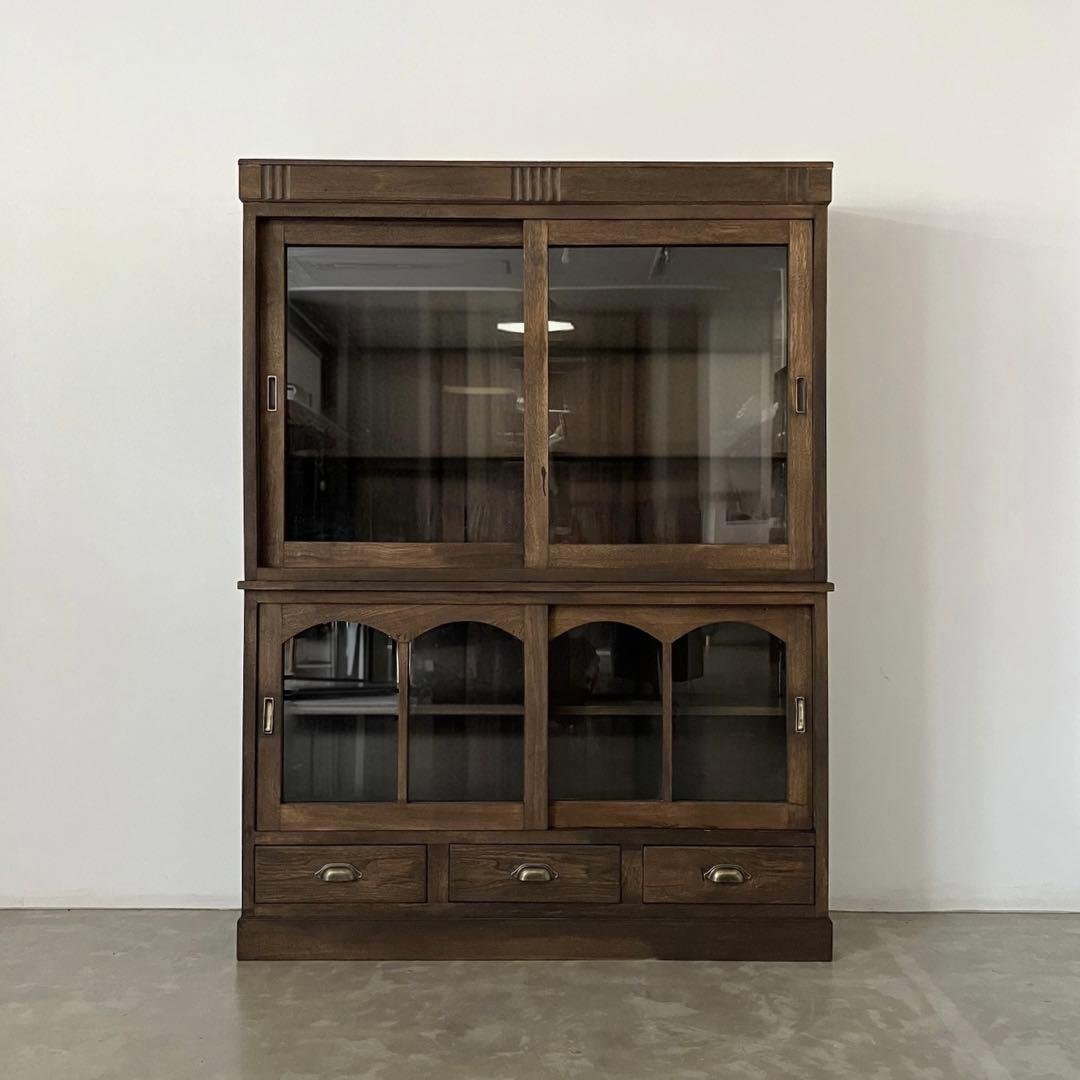 レトロ　ヴィンテージ　古家具　古道具　収納棚　食器棚　シェルフ　ガラス棚