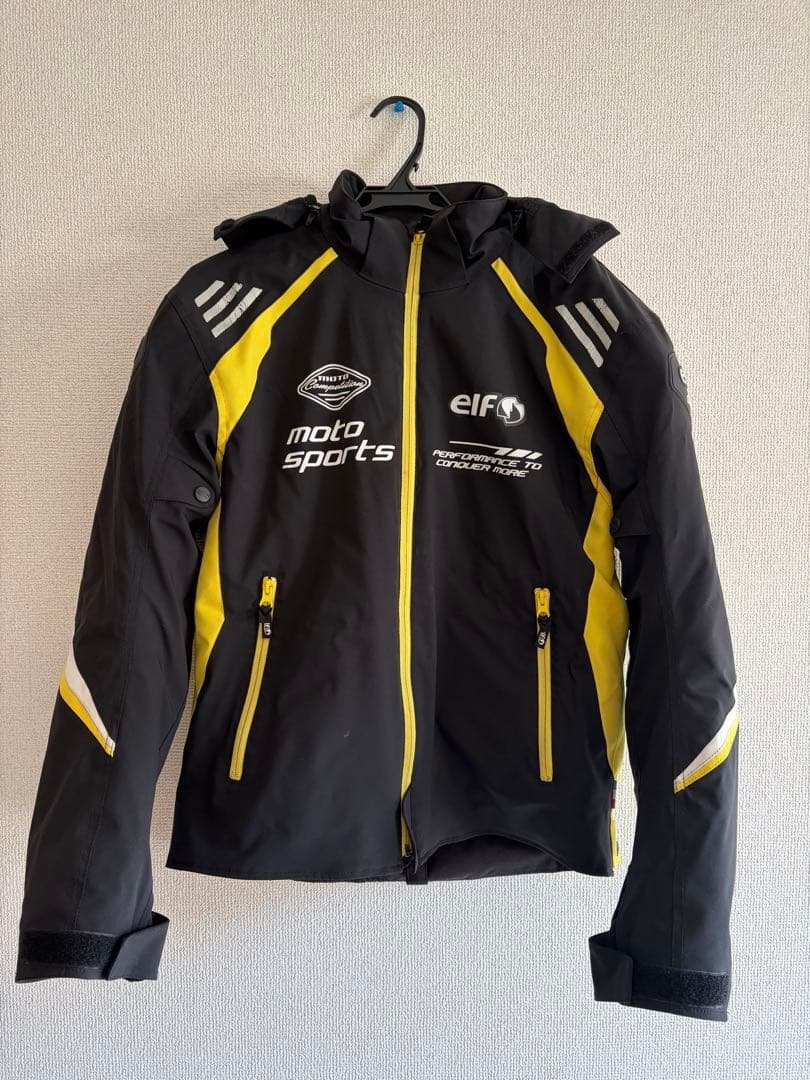めい太郎elf バイクジャケット 黒/黄 フード付き