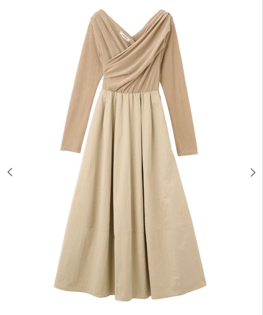 COCODEALベージュ シアーベロア素材 ワンピース