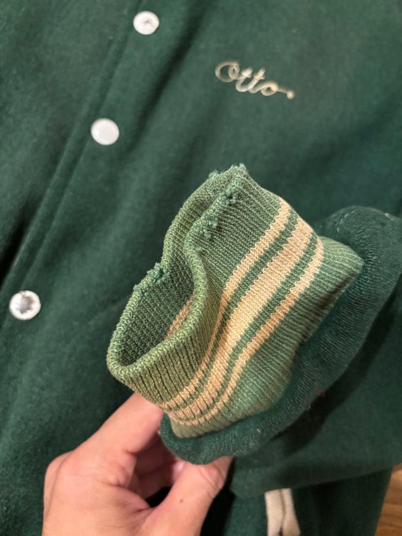 ビンテージ スタジャン リバーシブル チェーンステッチ ウール　サテン