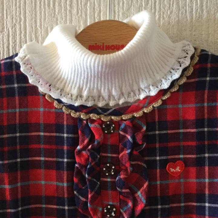 新品タグ付き ミキハウス 女の子 タートルネックセーター ワンピース 130