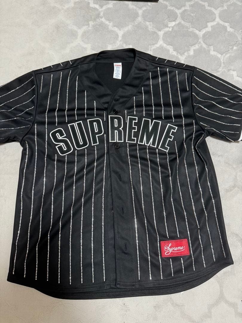 Supreme ベースボールシャツ ラインストーン