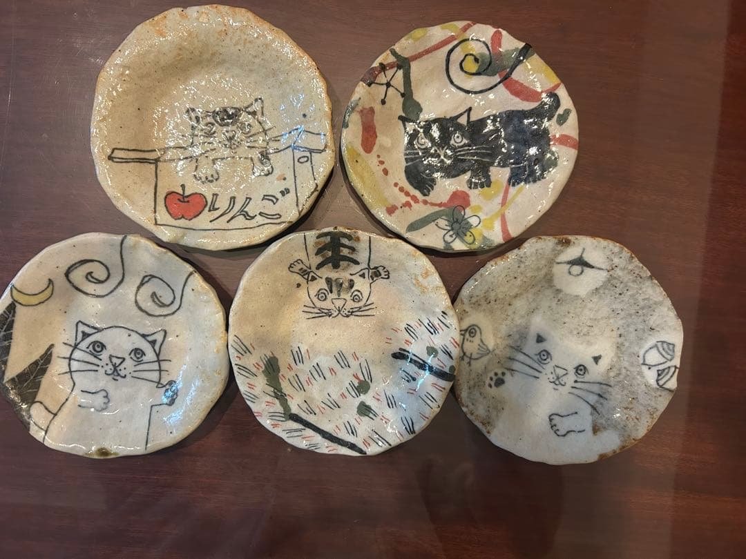 【新品】5枚セット佐藤大士作 ネコ柄　早蕨窯　皿