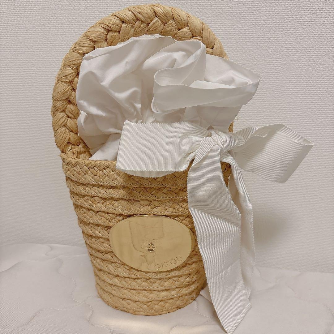 【美品】PATOU カゴバック 白 ラフィアバゲットバック