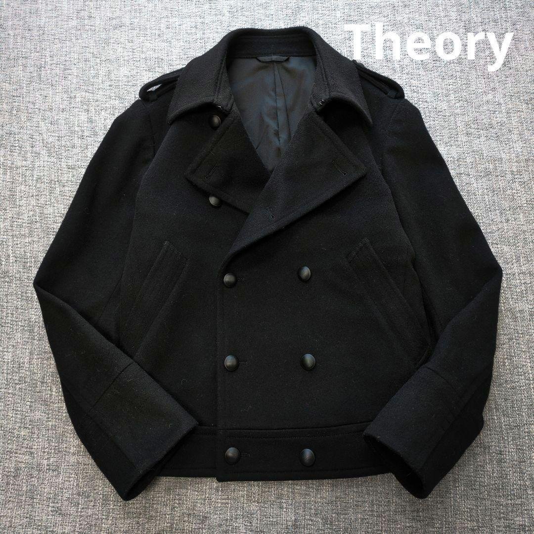 セオリー　メンズ　上質ウール　ピーコート　ブラック