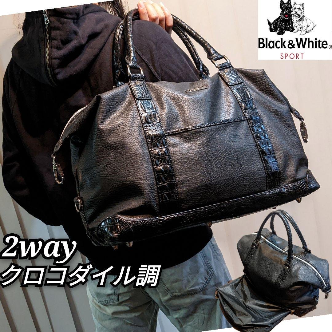 ブラック&ホワイト　ゴルフ　2way　トートバッグ　ショルダーバッグ　靴入れ