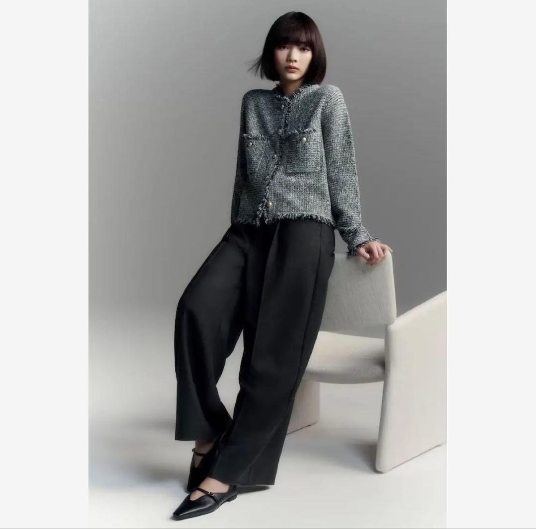 大きいサイズ44＊２３区 見上愛さんツイードニットジャケット＊自由区ICB組曲