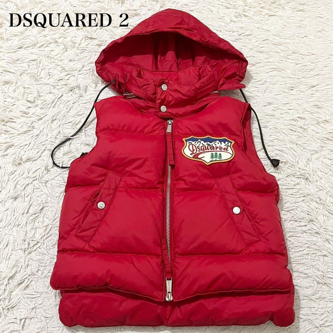 希少✨ディースクエアード　ダウンベスト　ジャケット　ワッペン　2way 赤　40