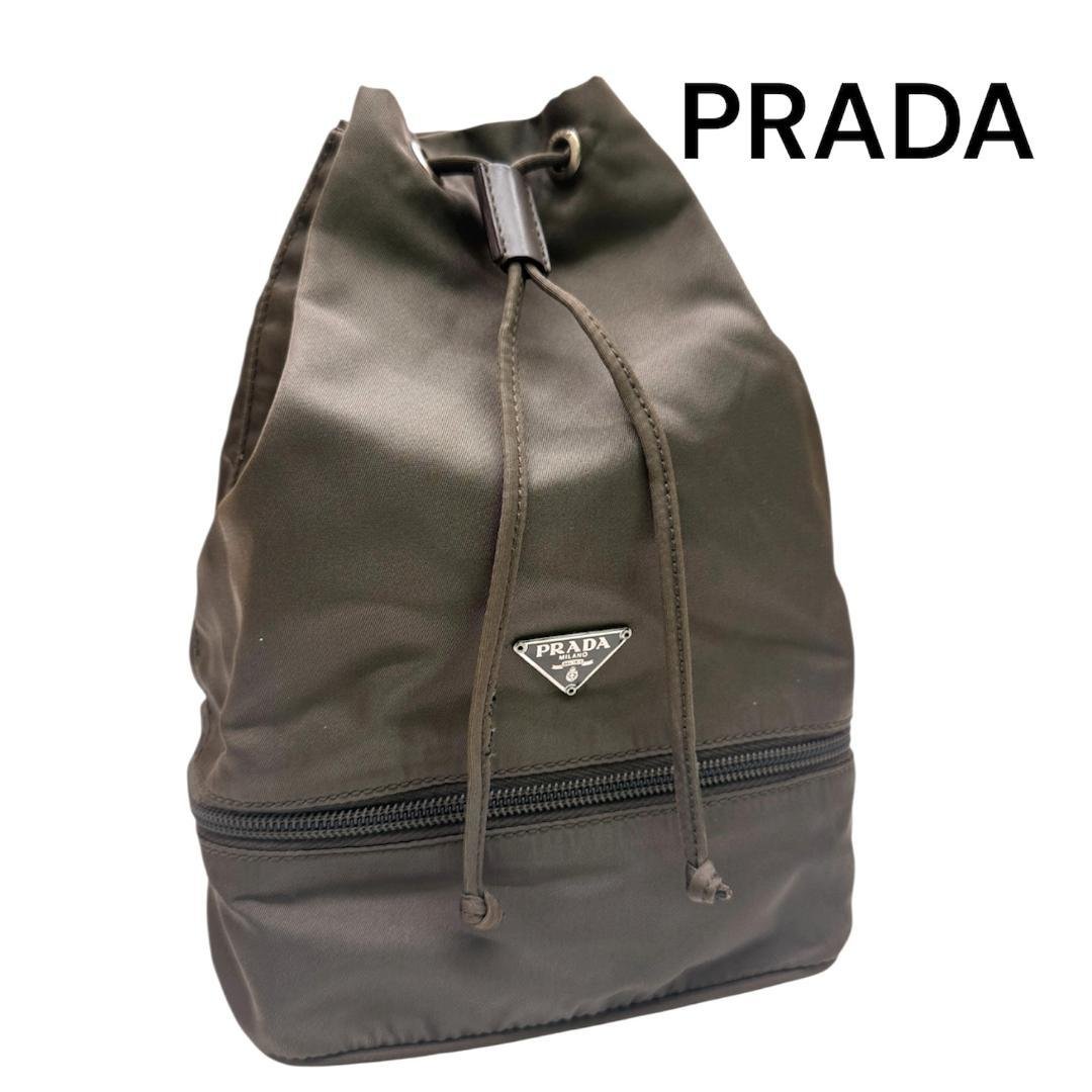 ★美品★PRADA プラダ 巾着 ポーチ 三角プレート ナイロン