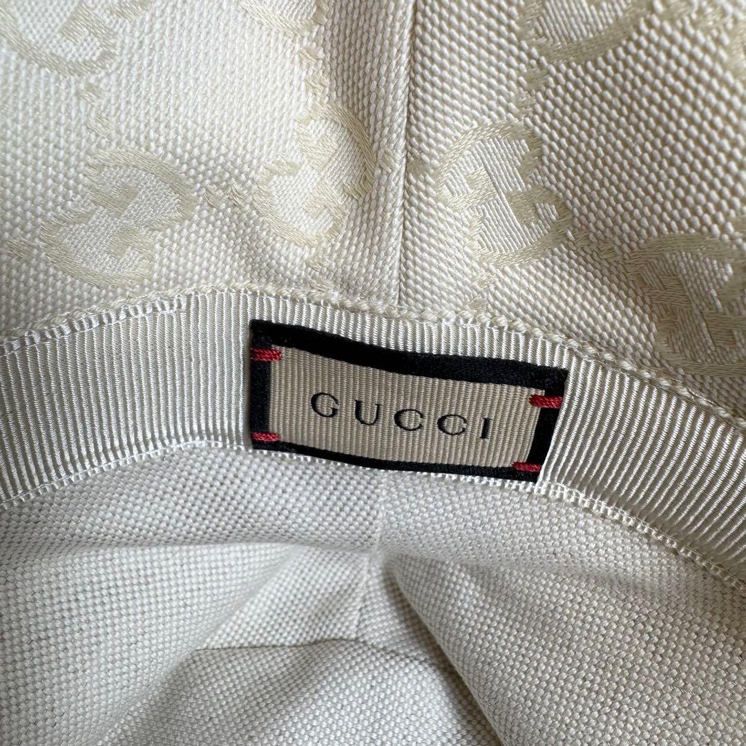 未使用級☆GUCCI バケットハット GGキャンバス Mサイズ アイボリー