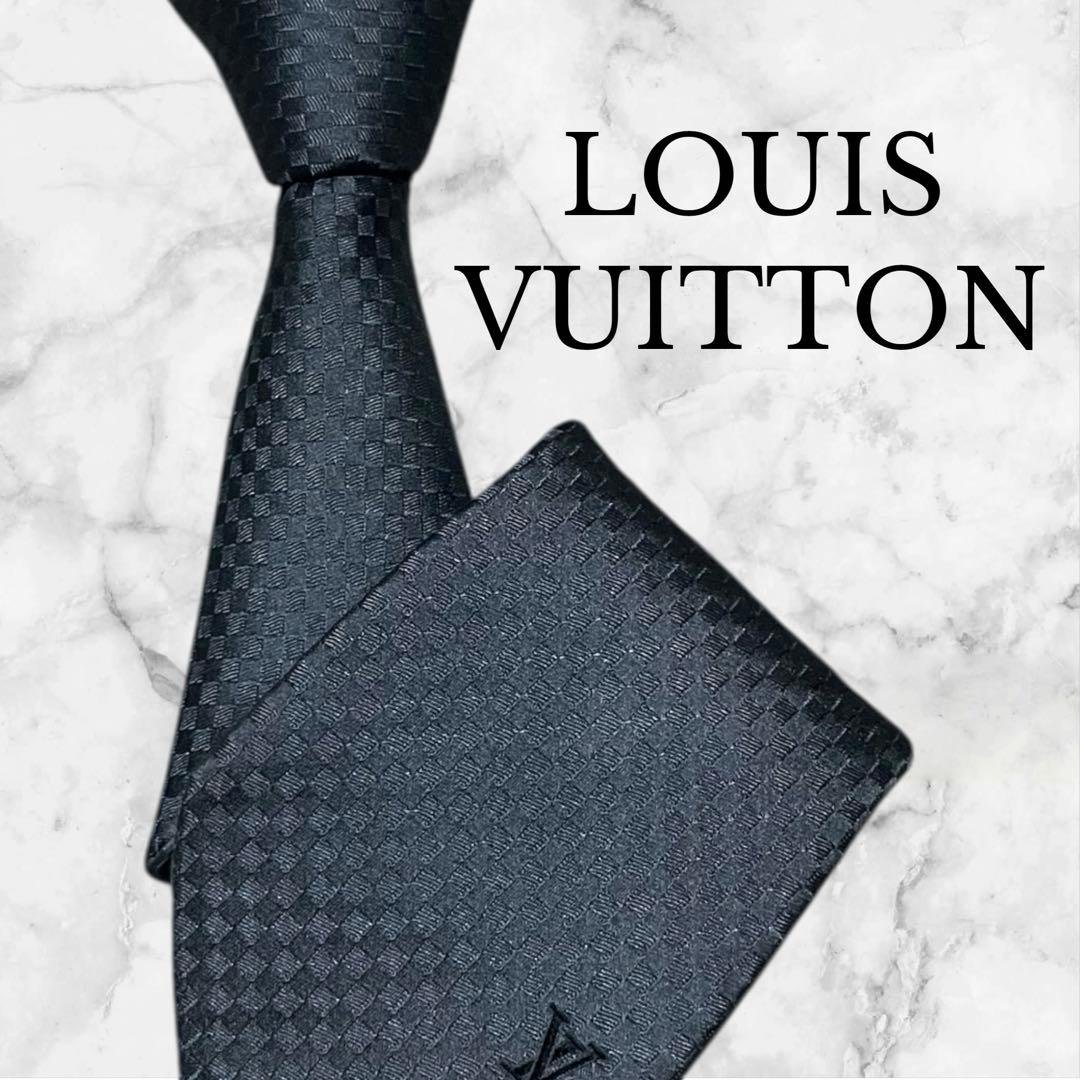 LOUIS VUITTON ルイヴィトン　ネクタイ　マイクロダミエ　LV 光沢