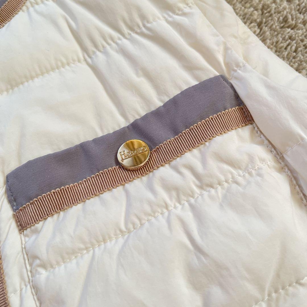 美品　大きいサイズ　HERNO ヘルノ　ダウンベスト　バイカラー　白　グレー