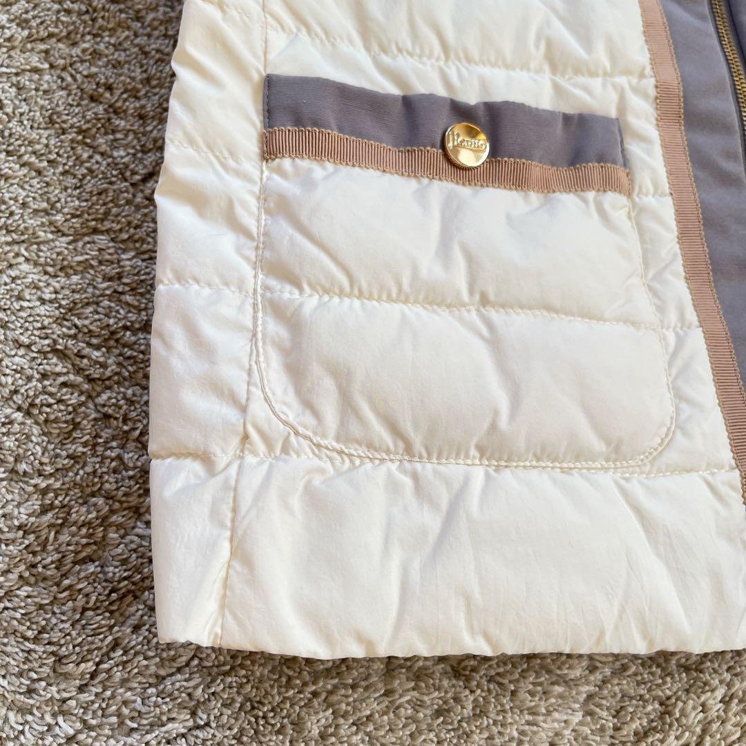 美品　大きいサイズ　HERNO ヘルノ　ダウンベスト　バイカラー　白　グレー
