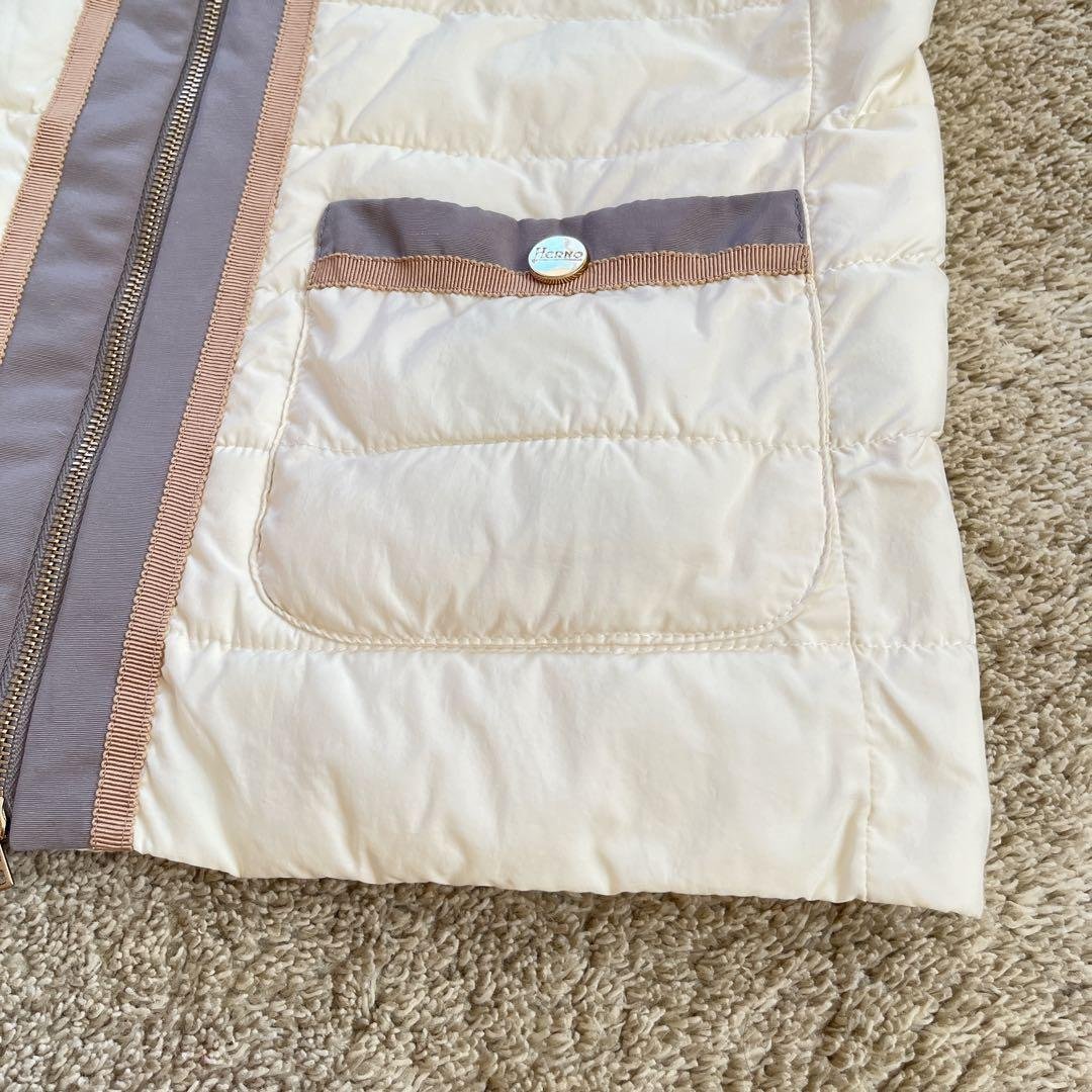 美品　大きいサイズ　HERNO ヘルノ　ダウンベスト　バイカラー　白　グレー