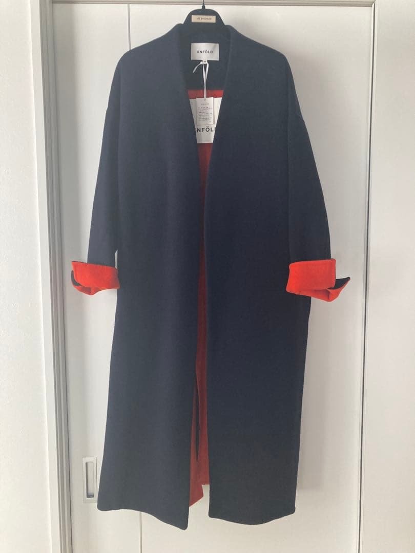 新品！ENFOLD エンフォルド ノーカラーロングコート 完売品