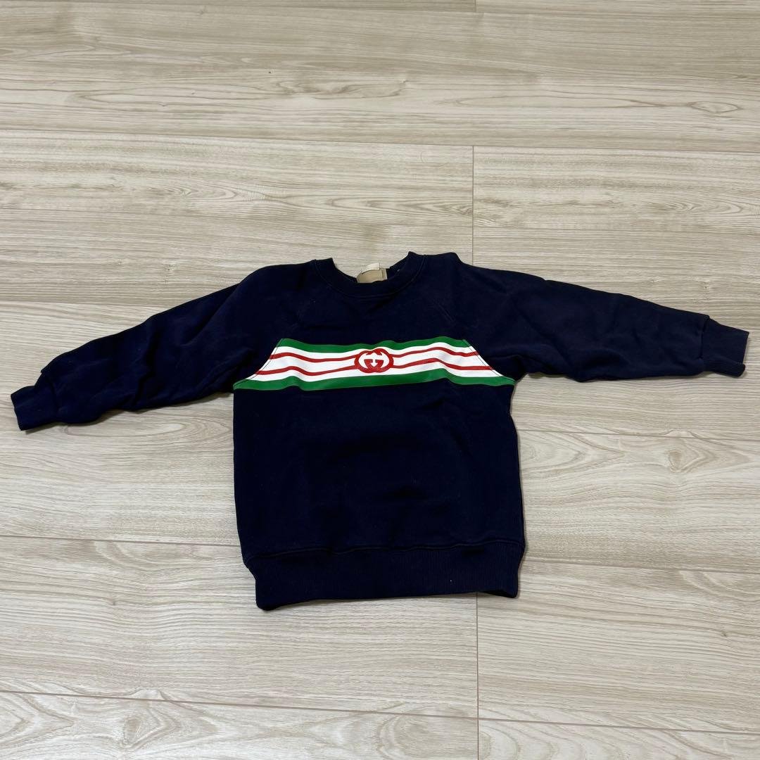 お値下げ】GUCCI グッチ ネイビー ストライプ トレーナー 100cm 美品