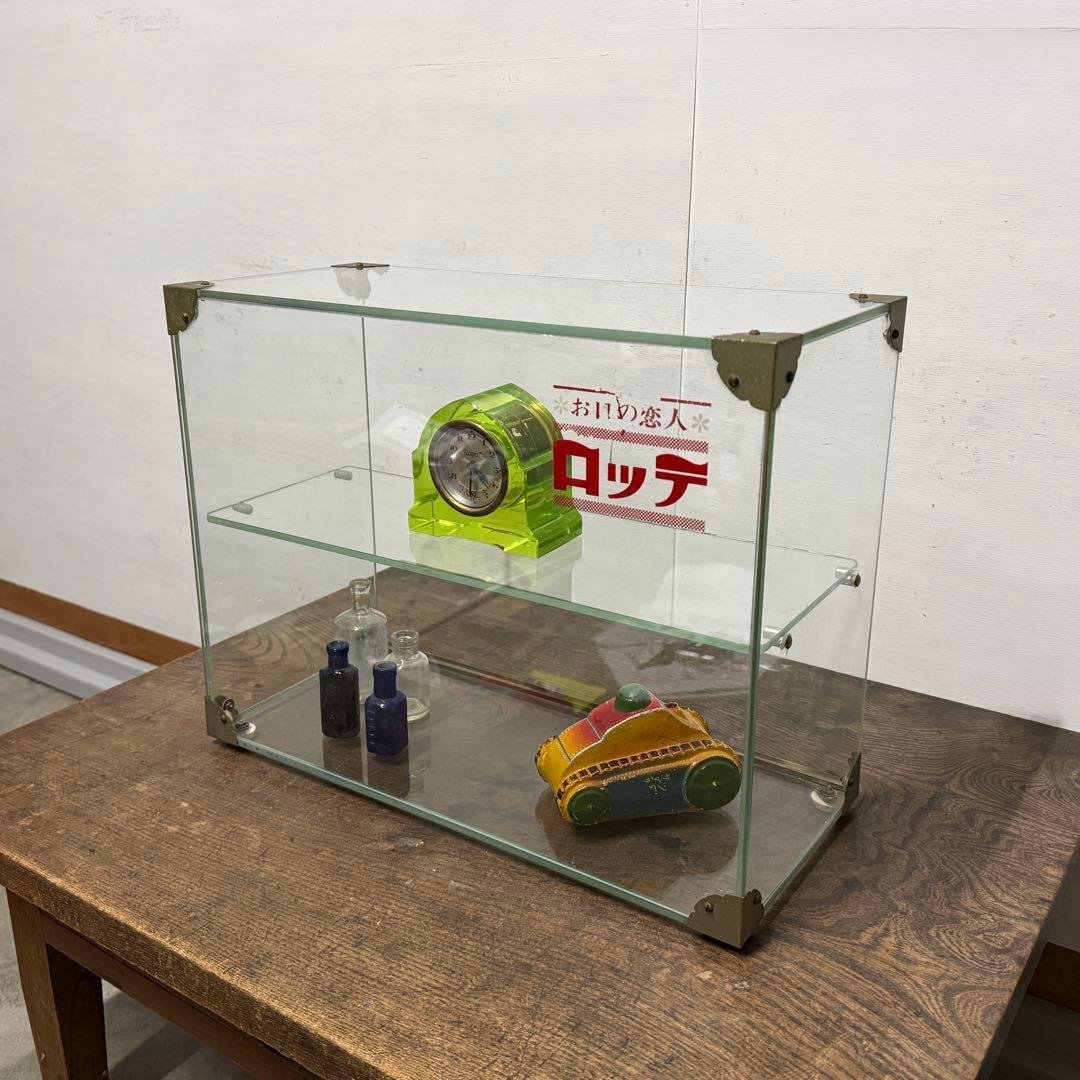 昭和レトロ ガラスケース ロッテ 極小 卓上 アンティーク ショーケース 陳列棚