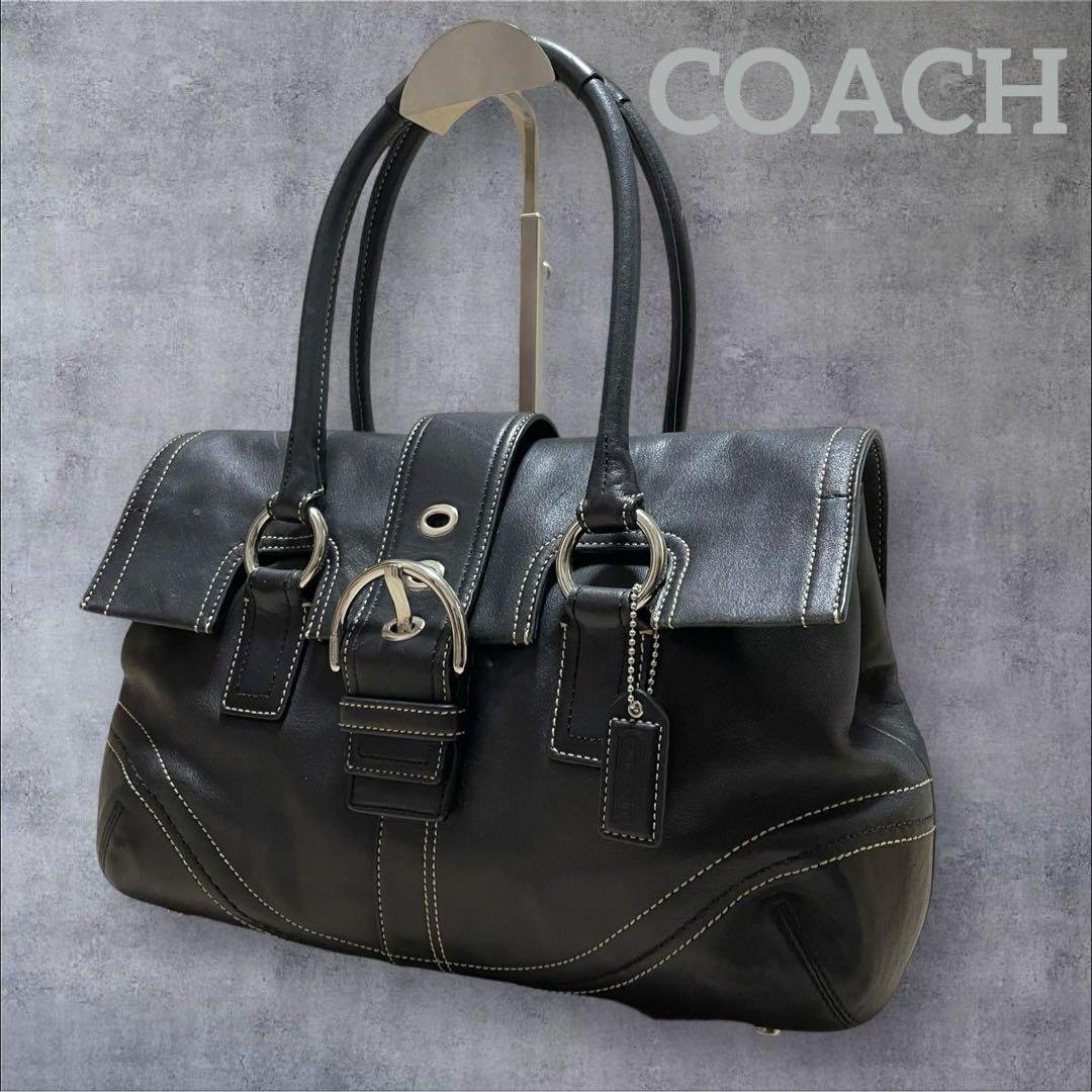 COACH SOHO ソーホー ペブルドレザー サッチェル バッグ 肩掛け 黒