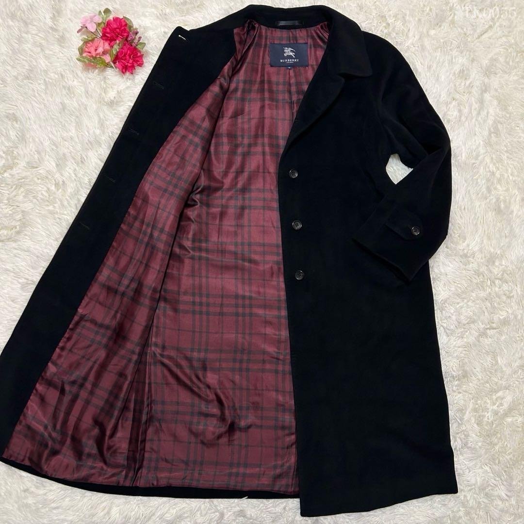 【美品3X/L】バーバリーロンドン チェスターコート アンゴラ混 Aライン 黒