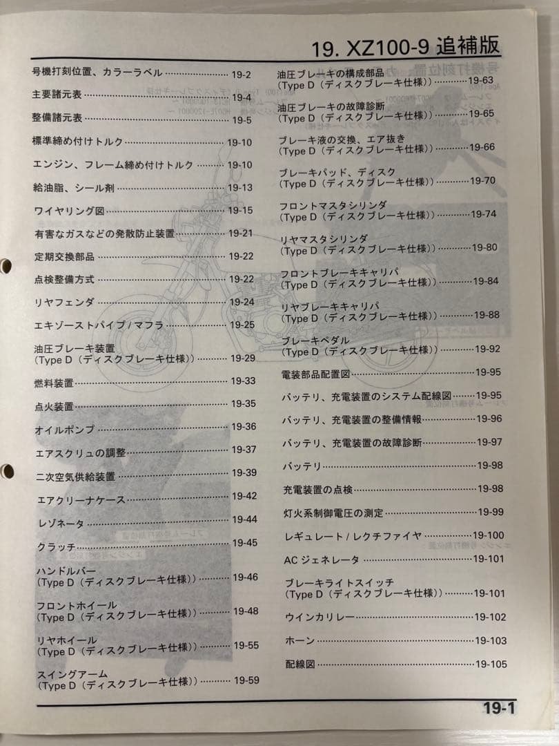 HONDA Ape(100) Type D サービスマニュアル　追補版