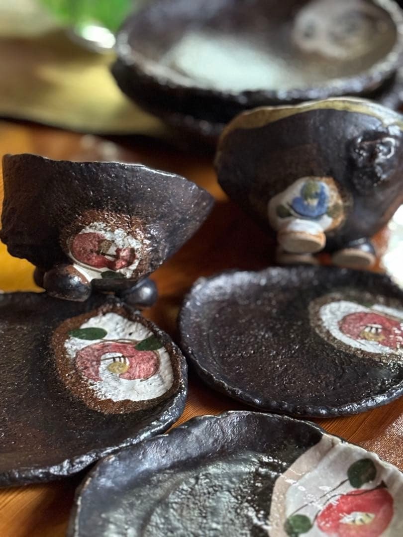 陶器 椿柄　焼物5点セット