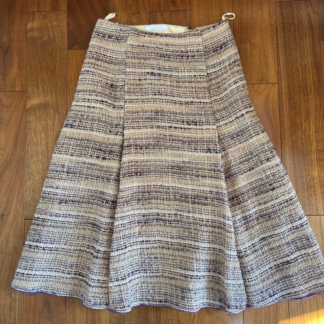 PRADA フレアスカート 40ベージュ・紫・茶色