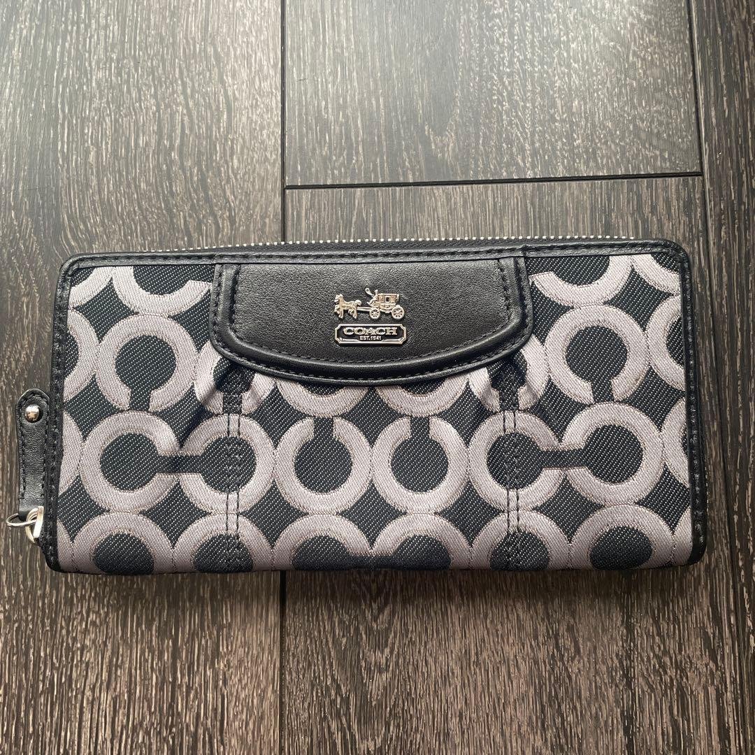 COACH 長財布 ブラック グレー